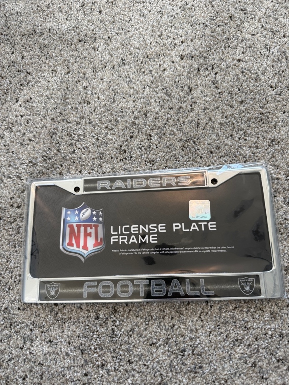 RAIDERS NFL License Plate Frame - Silver & Black